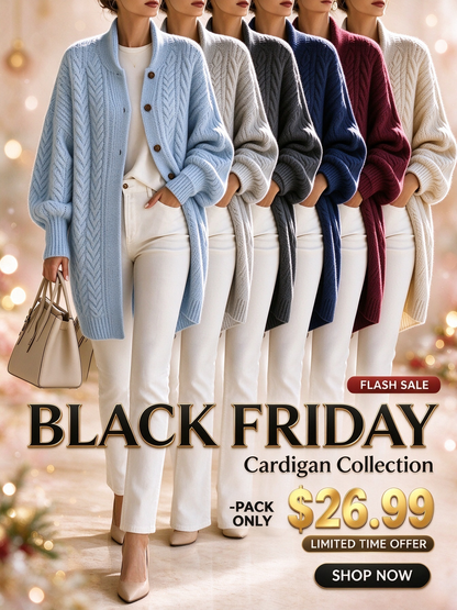 🔥Black Friday Deal | Cozy Oversized Cable-knit Wool Blend Cardigan