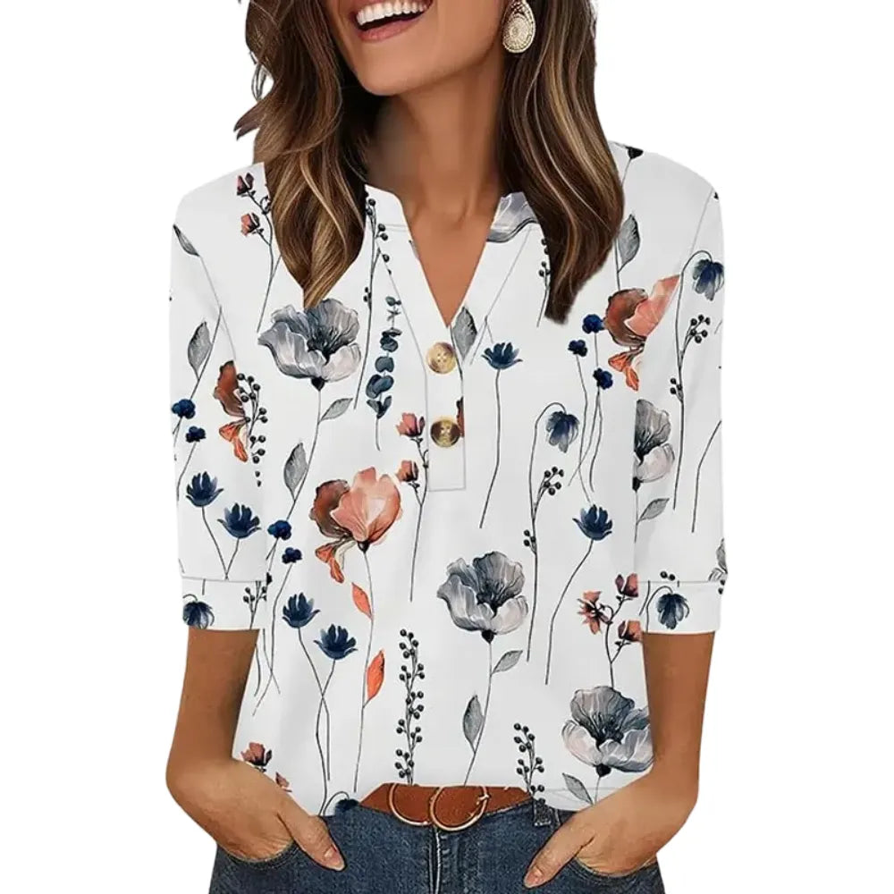 Women’s 3/4 Sleeve Blouse, Casual Loose Fit Fashion Top