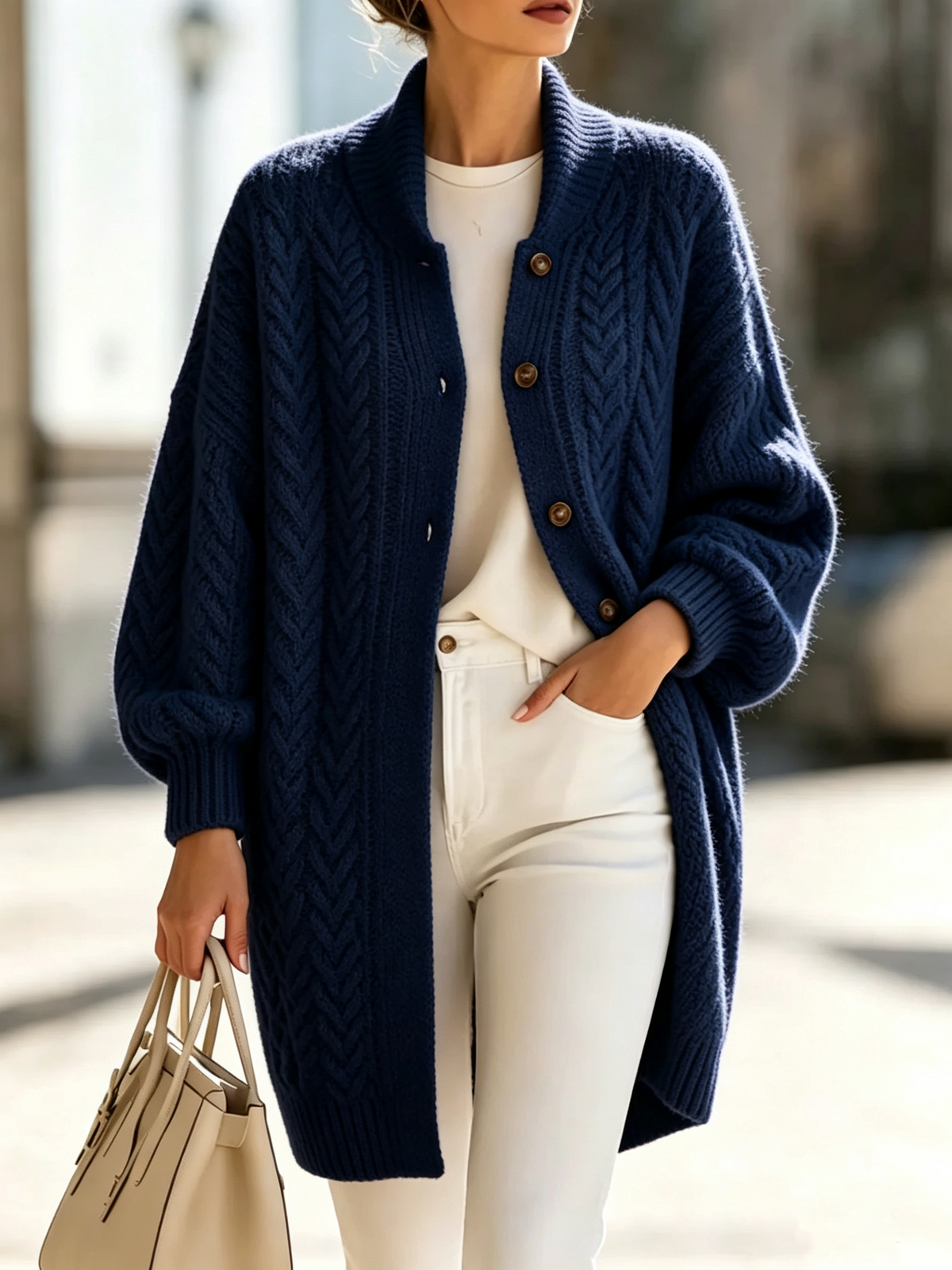 🔥Black Friday Deal | Cozy Oversized Cable-knit Wool Blend Cardigan