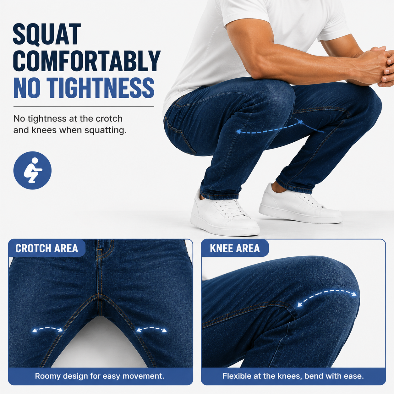 Men’s Comfort Stretch Slim Straight Leg Denim Pants Casual Daily Wear