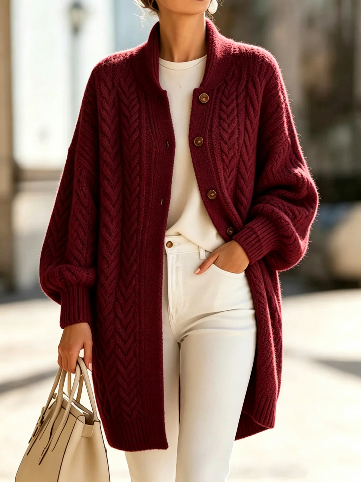 🔥Black Friday Deal | Cozy Oversized Cable-knit Wool Blend Cardigan