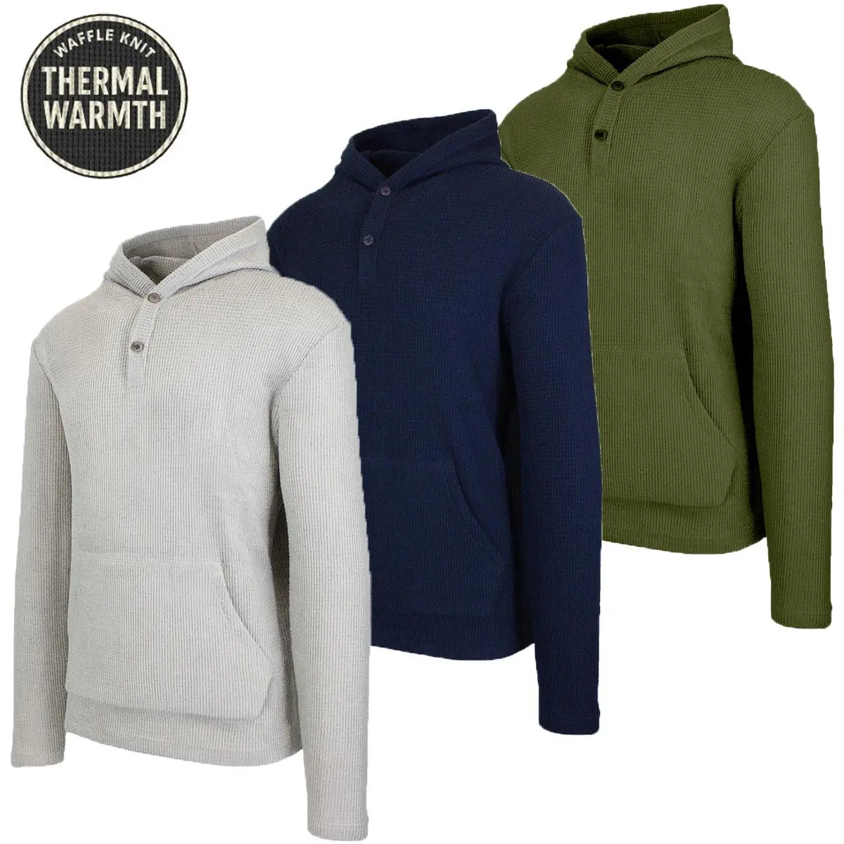 Men's Multi Waffle Knit Pullover Hoodie