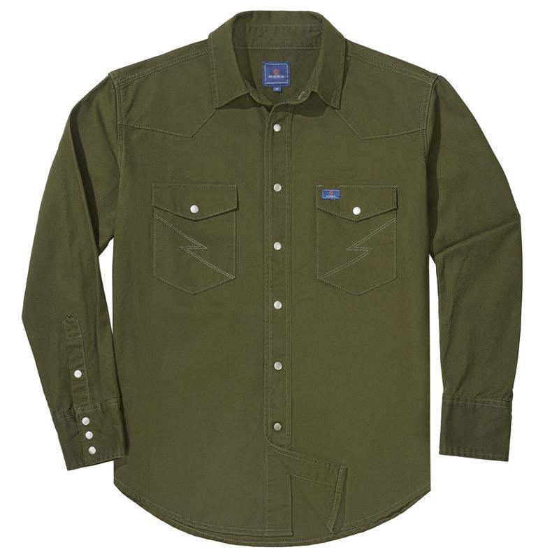 Men’s Vintage Stone Wash Denim Work Shirt, Relaxed Fit Long Sleeve Casual Top