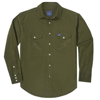 Men’s Vintage Stone Wash Denim Work Shirt, Relaxed Fit Long Sleeve Casual Top