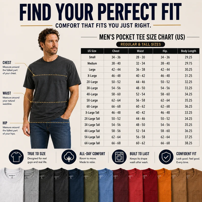 Men's Solid-Color Heavyweight Cotton Short-Sleeve Pocket T-Shirt