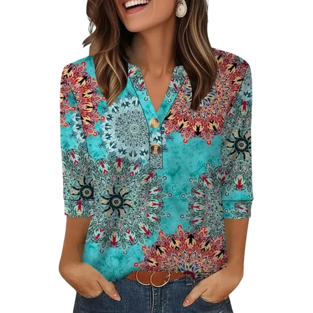 Women’s 3/4 Sleeve Blouse, Casual Loose Fit Fashion Top
