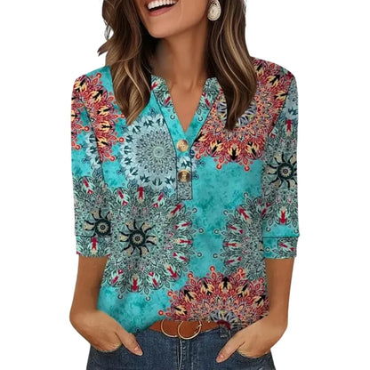 Women’s 3/4 Sleeve Blouse, Casual Loose Fit Fashion Top