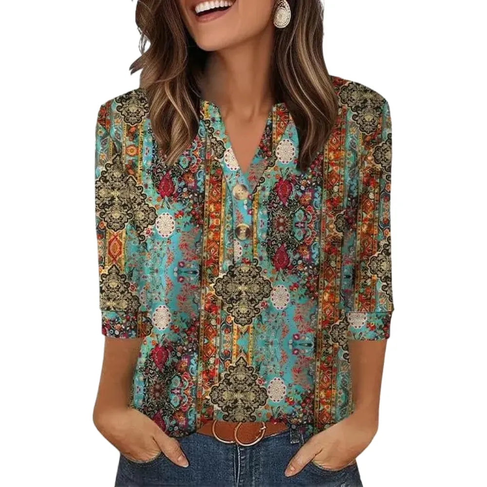 Women’s 3/4 Sleeve Blouse, Casual Loose Fit Fashion Top