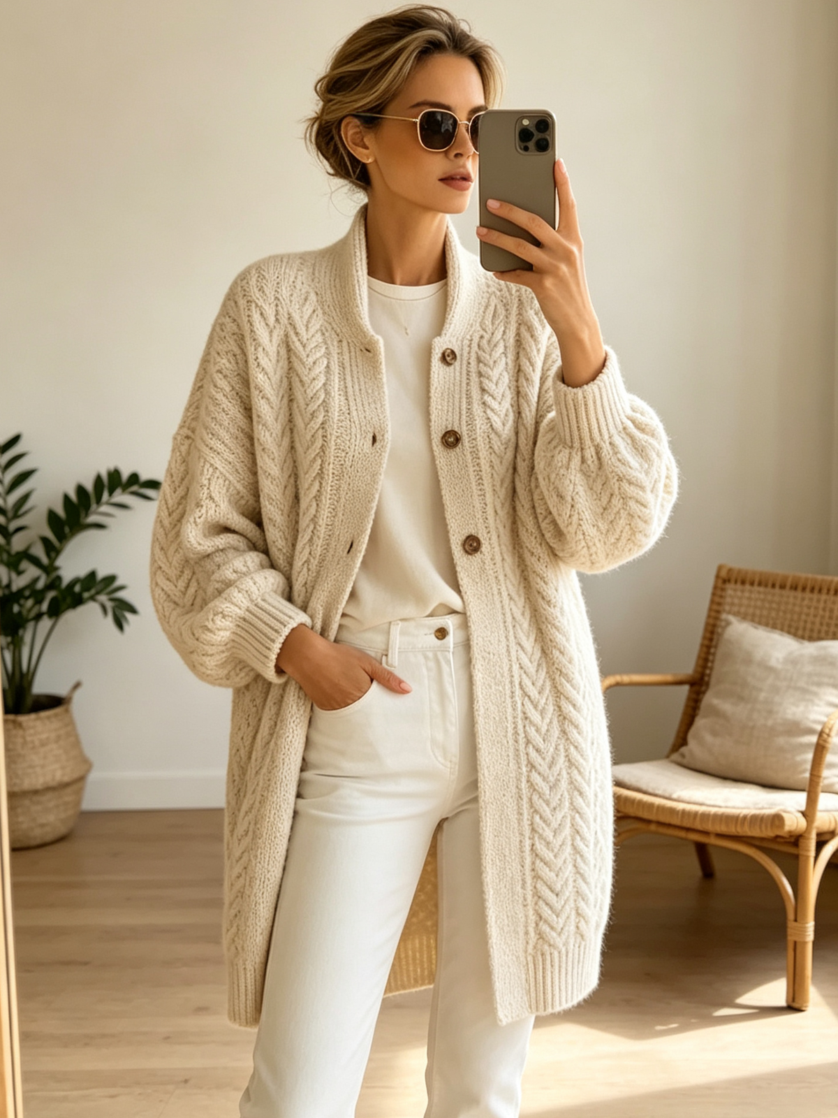 🔥Black Friday Deal | Cozy Oversized Cable-knit Wool Blend Cardigan
