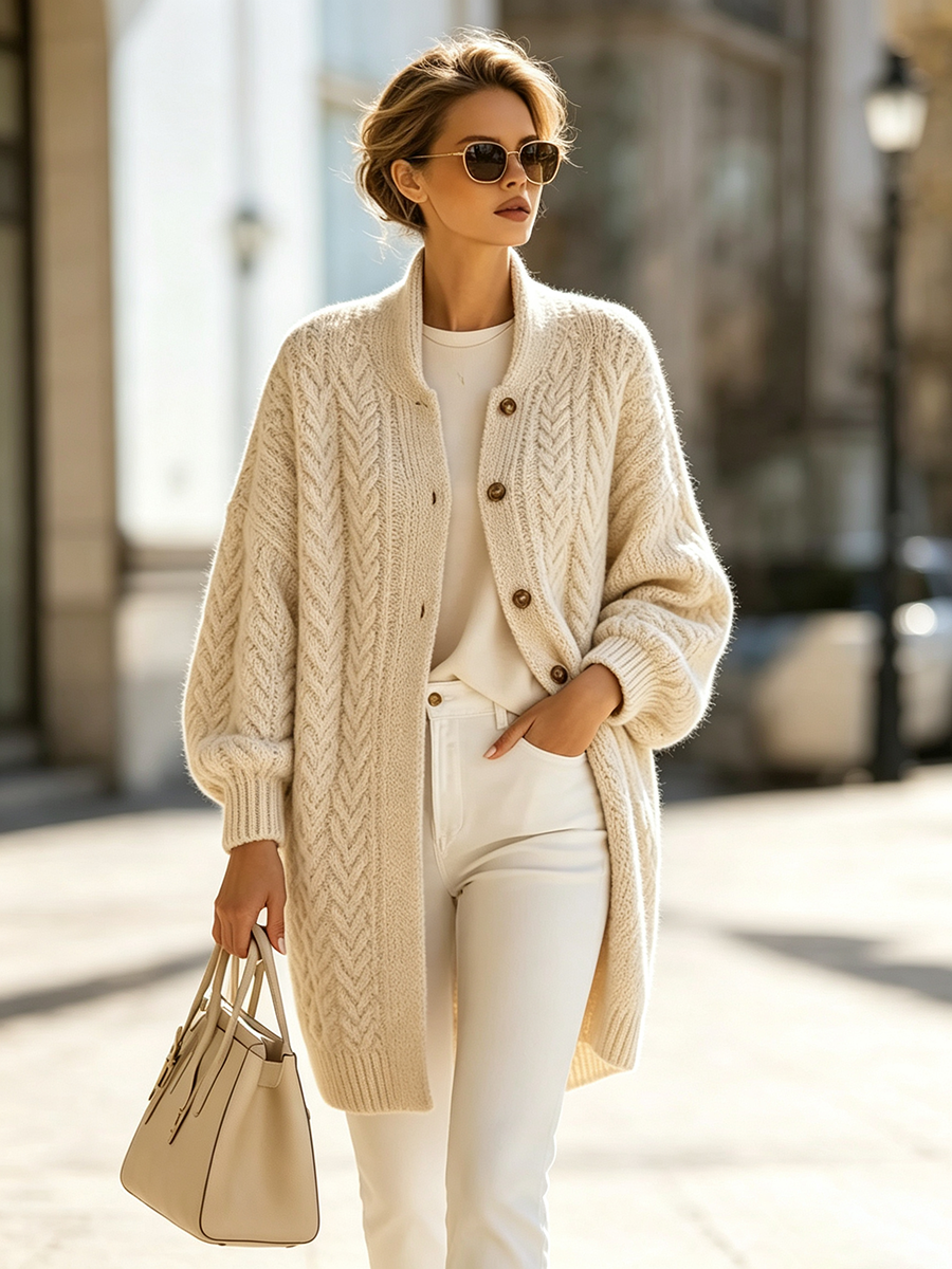 🔥Black Friday Deal | Cozy Oversized Cable-knit Wool Blend Cardigan